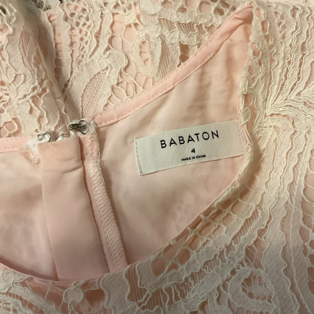 Babaton white lace over pink Halter Mini shift Dress Size 4 - Picture 8 of 13